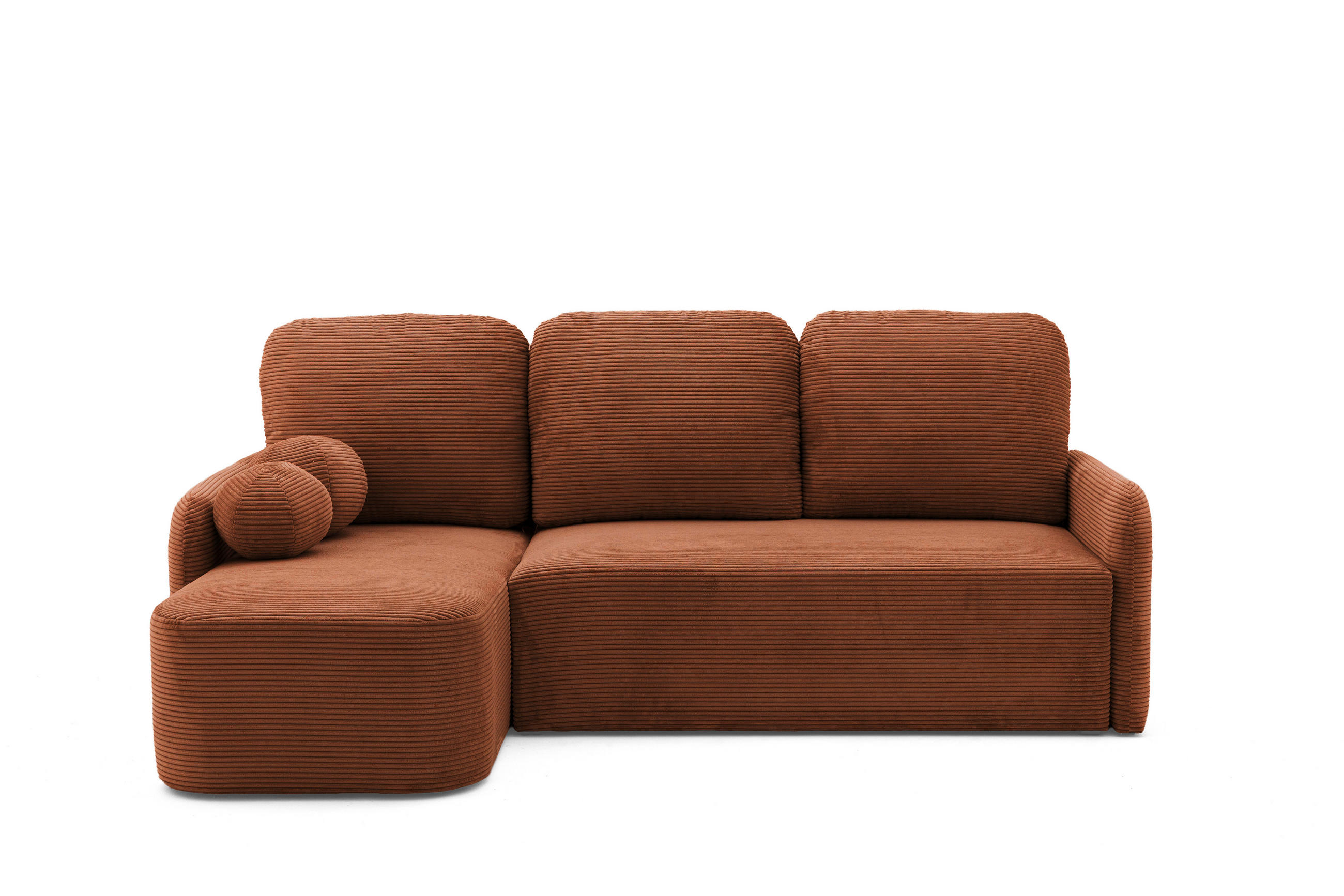 ECKSOFA CASPER L Links mit Schlaffunktion 132x198 Cord Braun - Schwarz/Braun, Holz/Kunststoff (217/145cm) - NACANAPA