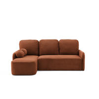 ECKSOFA CASPER L Links mit Schlaffunktion 132x198 Cord Braun - Schwarz/Braun, Holz/Kunststoff (217/145cm) - NACANAPA