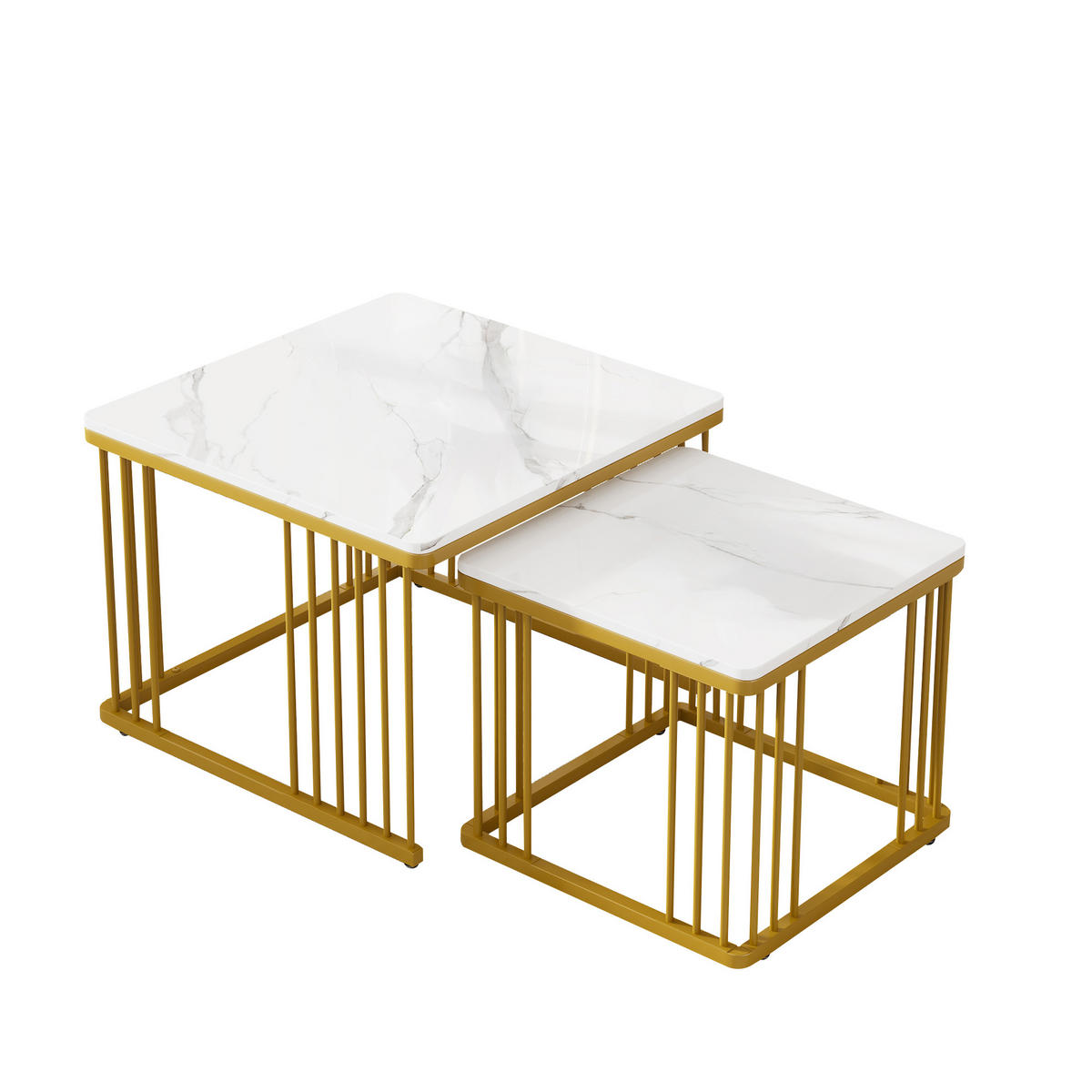 COUCHTISCH 2er-Set Weiß 60/60/45 cm - Weiß, Holzwerkstoff (60/60/45cm) - PANGIVO