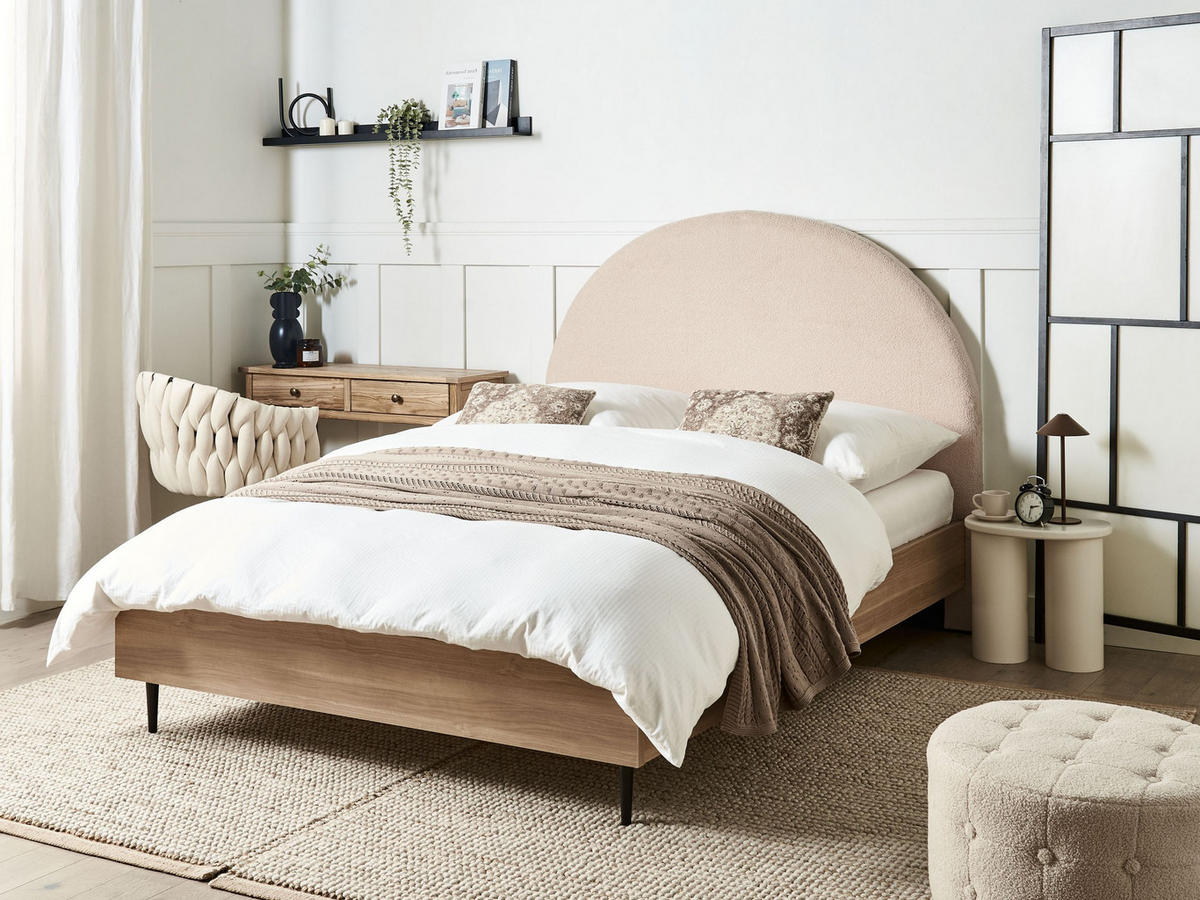 BETT mit Lattenrost 140x200 cm Beige Millay - Beige, Textil (140/200cm) - Beliani