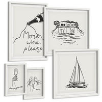 BILDER SET 5er Set - 50x50 cm & 20x30 cm & 40x60 cm Weißer Rahmen - Fröhliche Momente mit Champagner - Weiß, Kunststoff (40/60cm) - TULUP
