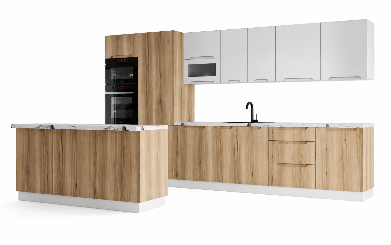 KÜCHENZEILE KS23-G380 - Zivora - Moderne Optik mit durchdachter Funktion - Eichefarben, Holz (380/213.3/56cm) - ROYAL24_MARKT