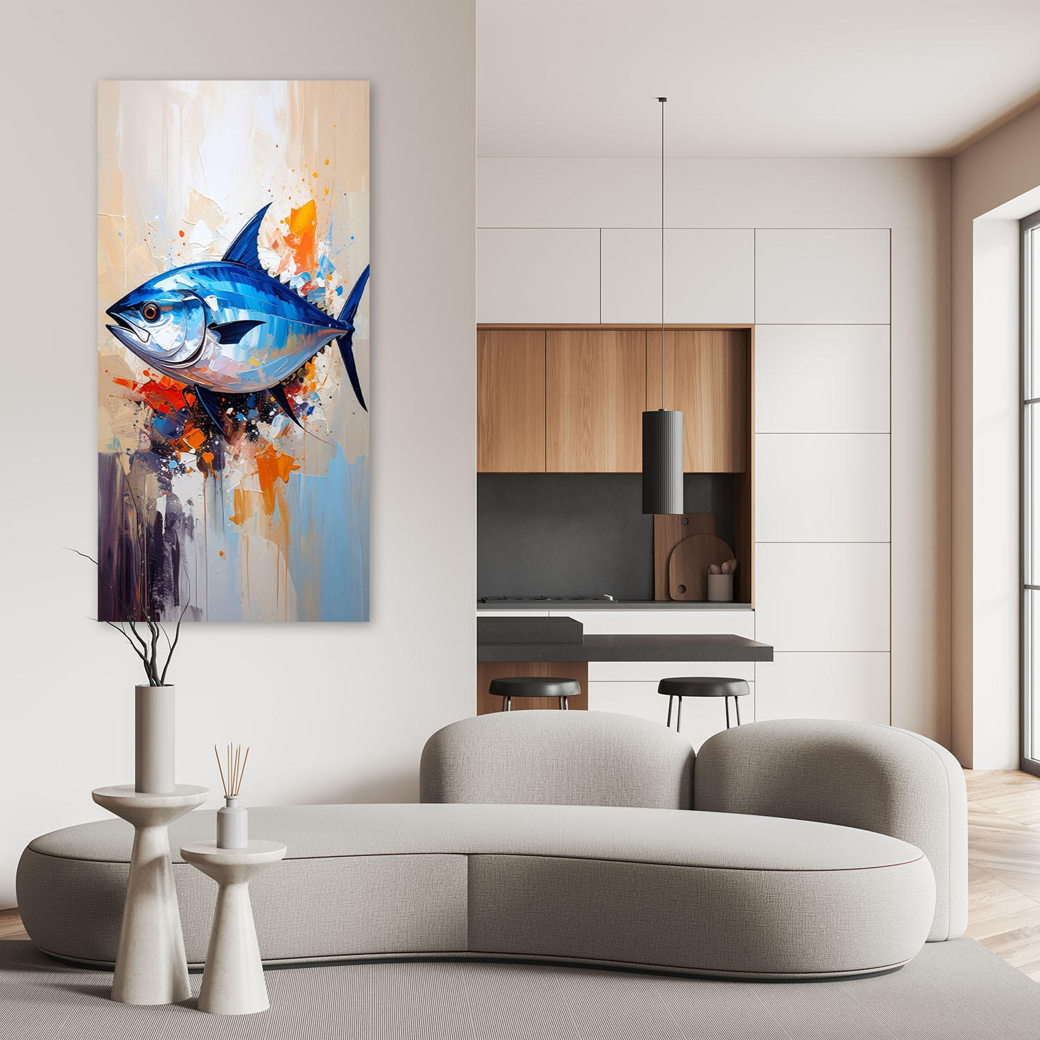 LEINWANDBILD Fisch Meer Ozean Natur 40x80cm - Blau, Textil (40/80cm) - Feeby