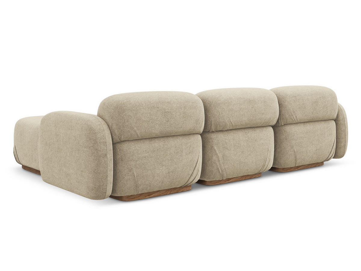 ECKSOFA Beidseitig Bouclé Stoff Beige - Beige/Braun, Holz/Textil (270/190cm) - Makamii