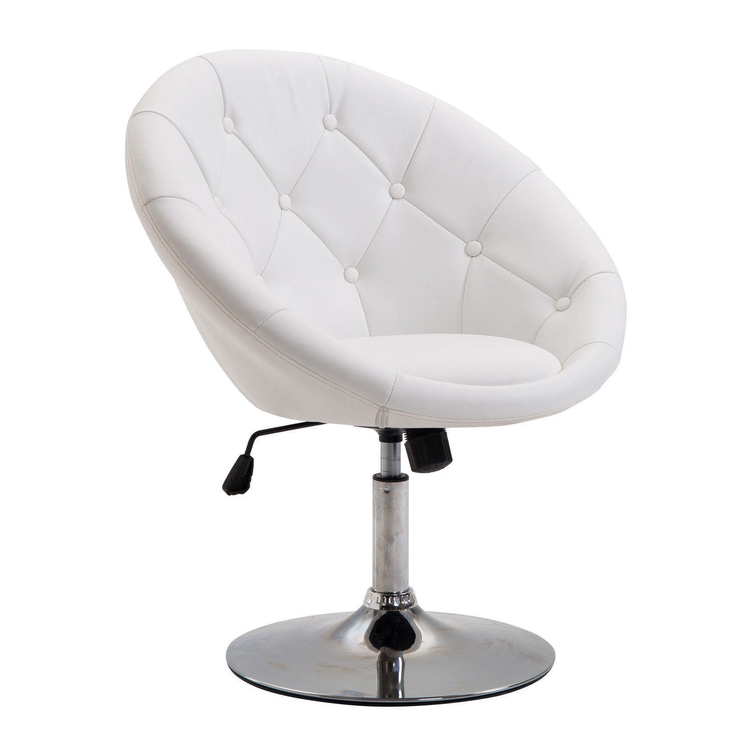 DREHHOCKER DE-06860 mit Stahlbasis und Kunstlederbezug Weiß - Weiß, Metall (59/90/71cm) - ComfortXL