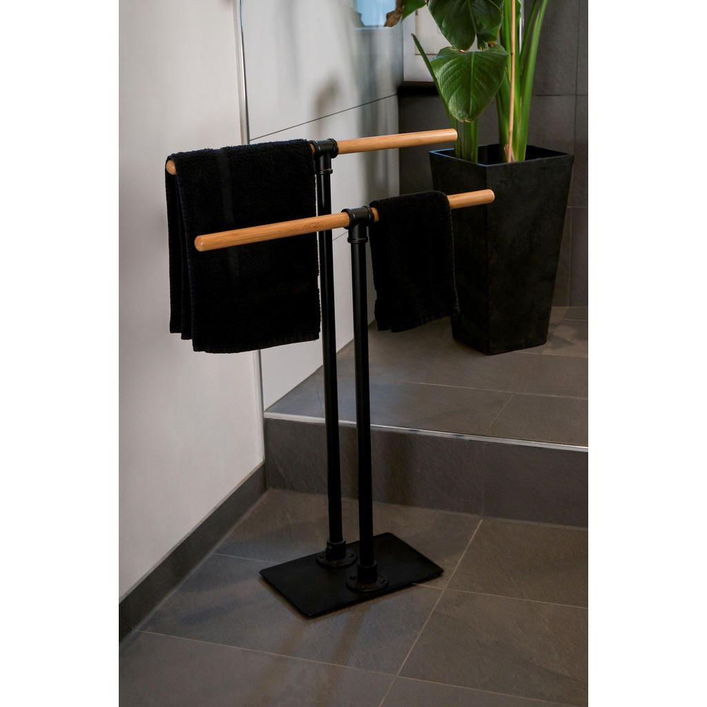 Thumbnail - Handtuchständer, Schwarz, Metall, 60x82.5x20 cm, Badaccessoires, Waschplatzzubehör, Handtuchhaken