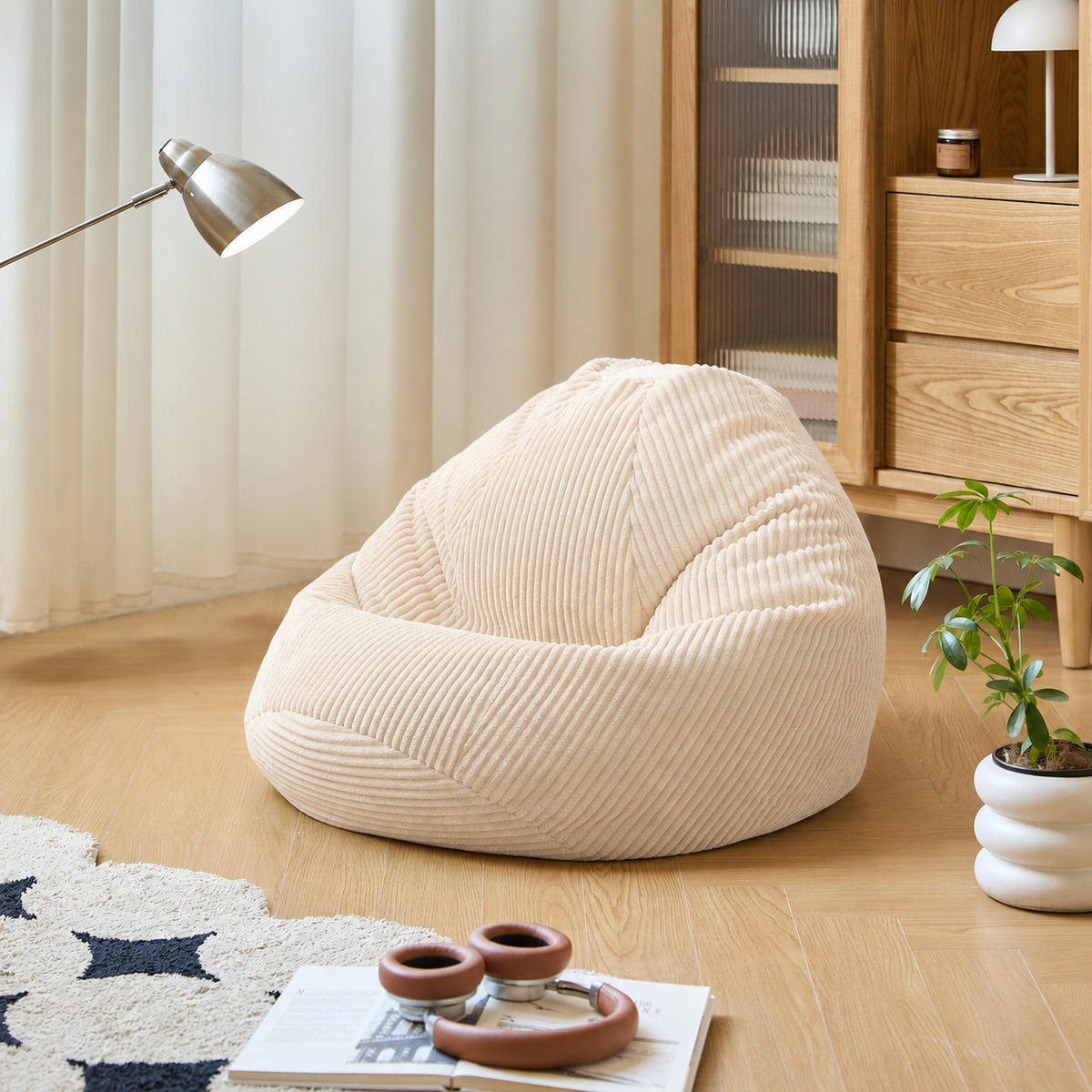 POUF kord Beige - Beige, Textil (85/50/85cm) - Nordlys