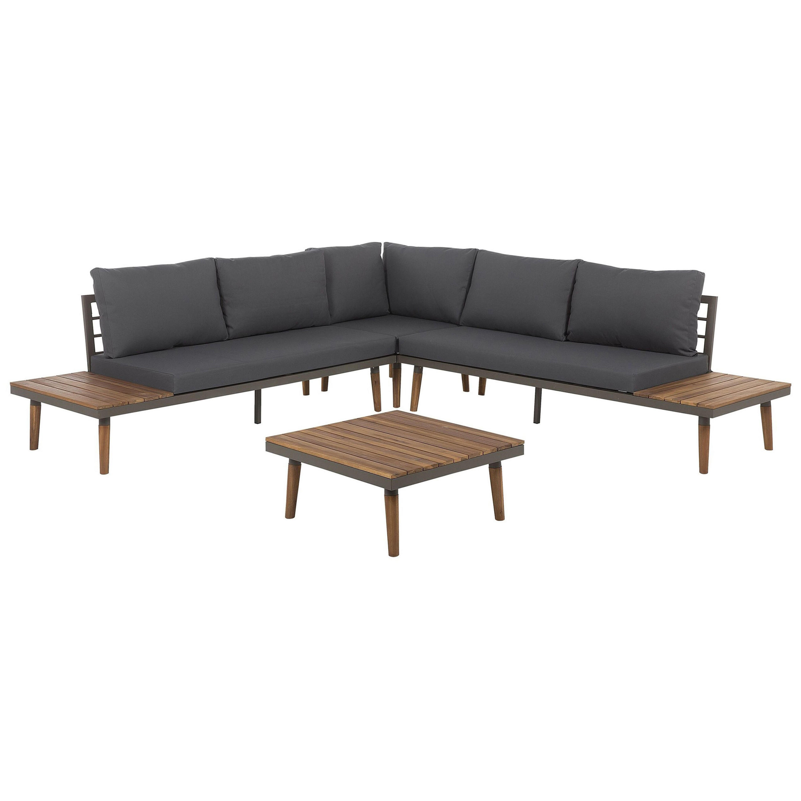 LOUNGE-SET 5-Sitzer grau Corato - Grau, Holz - Beliani