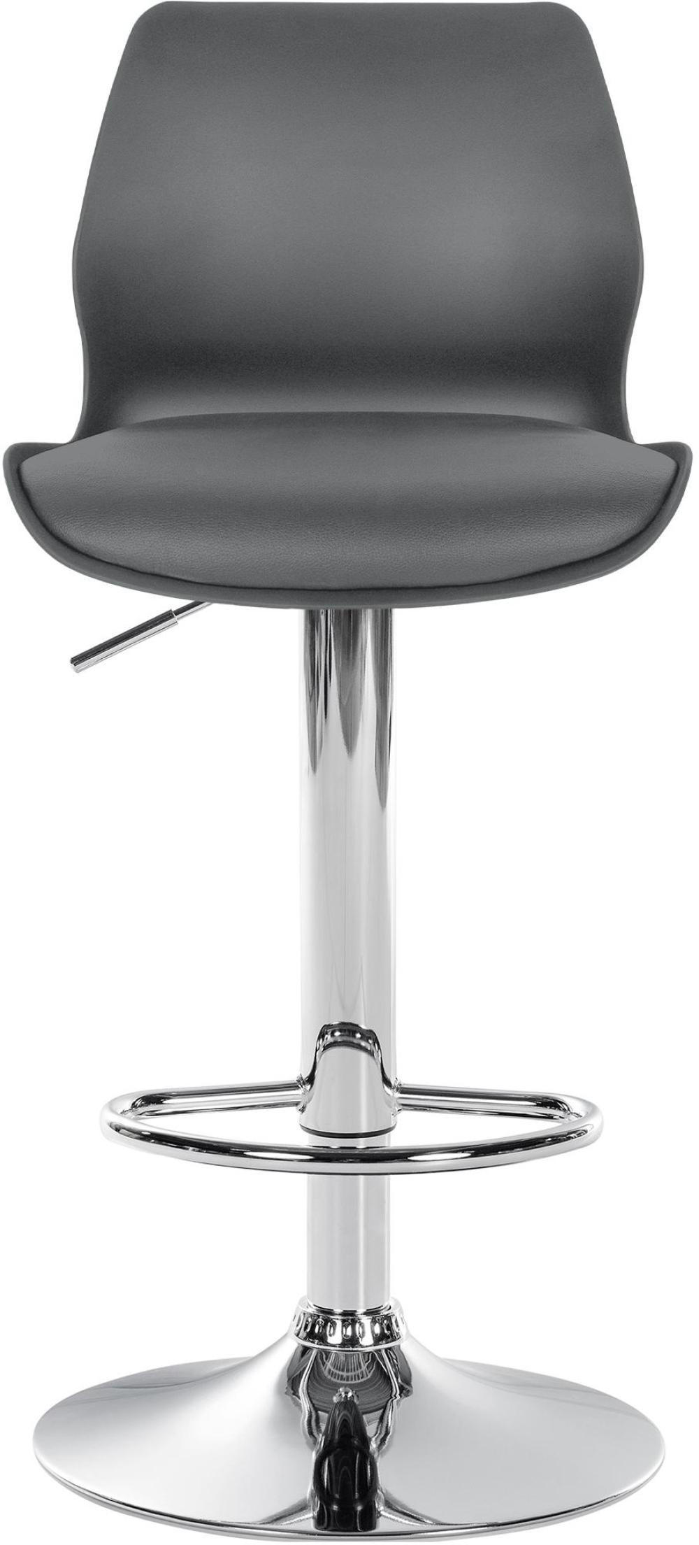 BARHOCKER 2er Set Kunststoff grau - Chromfarben/Grau, Kunststoff/Textil (39/82/42cm) - CLP