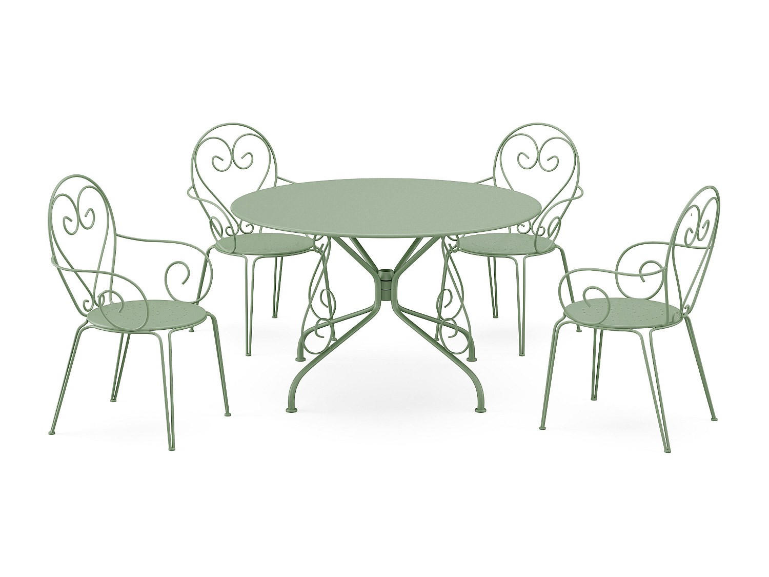 GARTENESSGRUPPE im Set - 4 -Sitzer - Stahl - mandelgrün - GUERMANTES - Grün, Metall - Vente-Unique