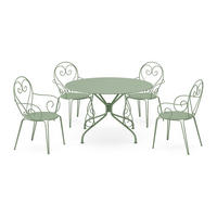 GARTENESSGRUPPE im Set - 4 -Sitzer - Stahl - mandelgrün - GUERMANTES - Grün, Metall - Vente-Unique