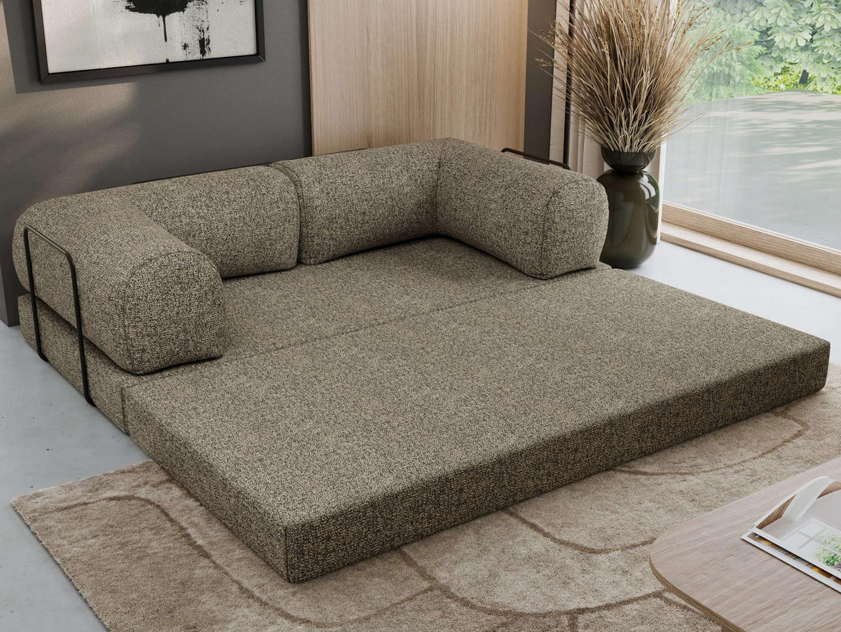 TROJMIESTNA POHOVKA ORSETTO - Sivá Štruktúrovaná látka - čierna/sivá, kov/textil (200/70/100cm) - MKS