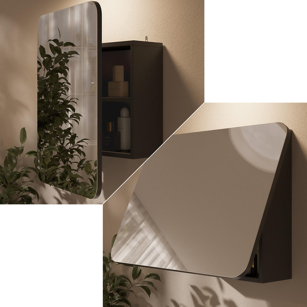 KOUPELNOVÁ ZRCADLOVÁ SKŘÍŇKA Zino Antracit - antracitová, kompozitní dřevo (65/50/17.4cm) - Vicco