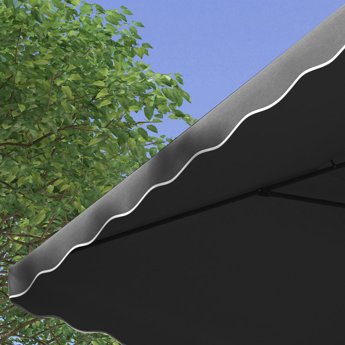SONNENSCHIRM, Metall, Polyester, Grau - Dunkelgrau, Kunststoff/Metall (243/243cm) - Outsunny