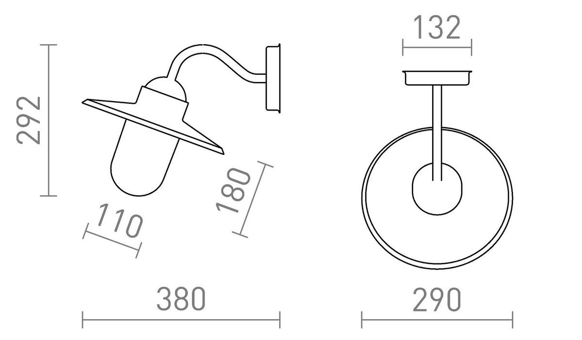 AUSSENLEUCHTE BEACON Schwarz Strukturglas 15 W IP44 - Schwarz, Glas (38/29/29.2cm) - Rendl
