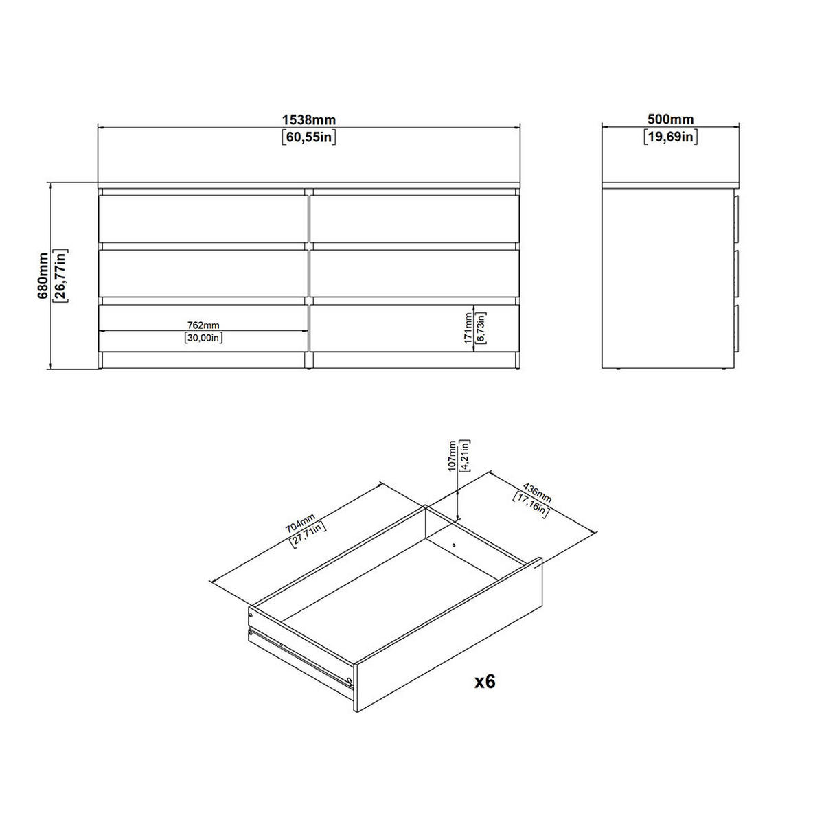 KOMMODE, Naia, Schwarz, Holzwerkstoff, 154 x 50 x 68 cm - Schwarz, Holzwerkstoff (154/68/50cm) - ebuy24