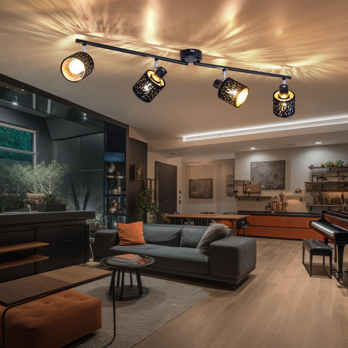 DECKENLEUCHTE Metall Schwarz Gold - Schwarz, Metall (84/14/16cm) - Globo Lighting