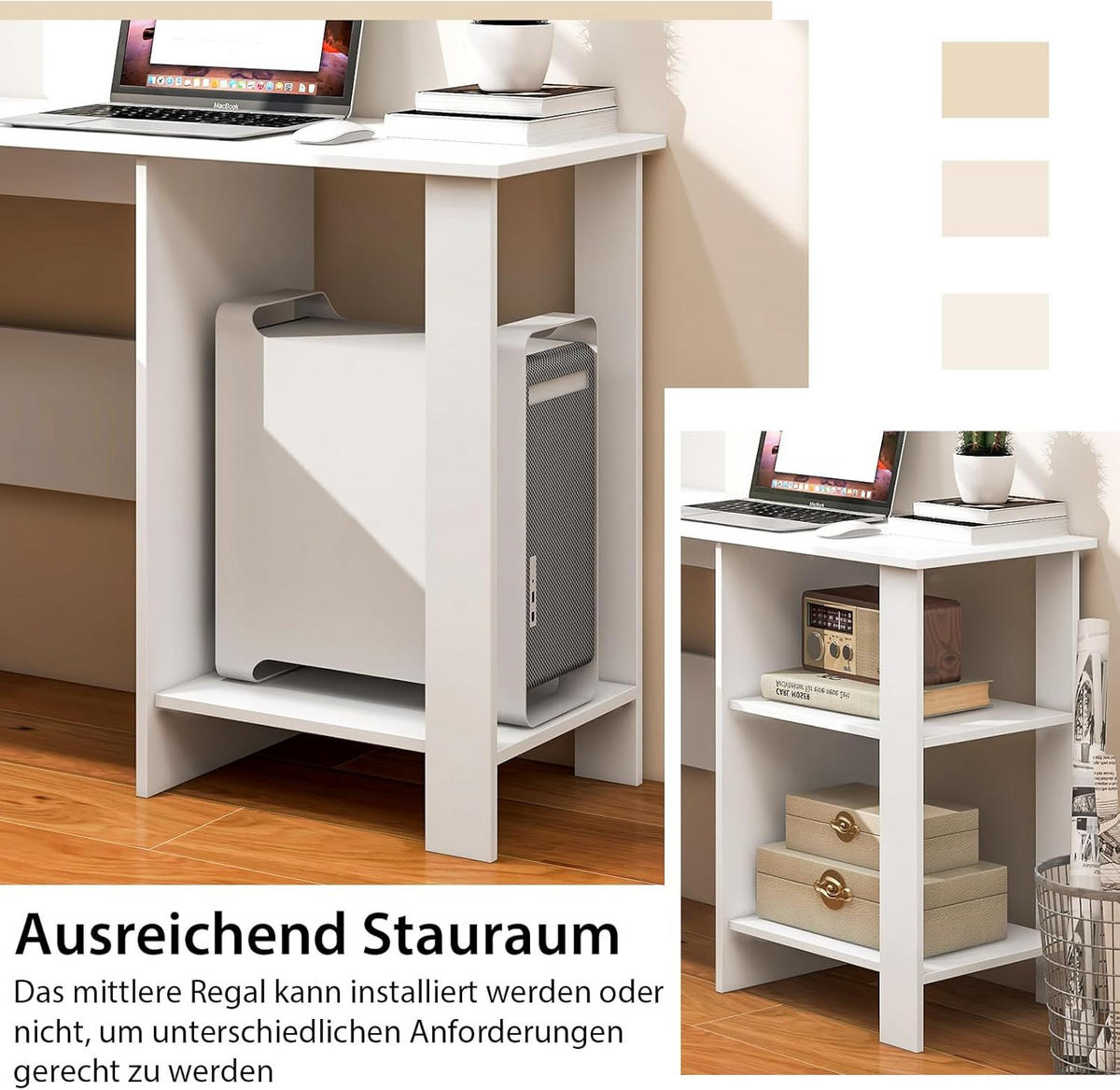 DATORBORD vitt - Vit, Träbaserade material (130/130/74cm) - COSTWAY