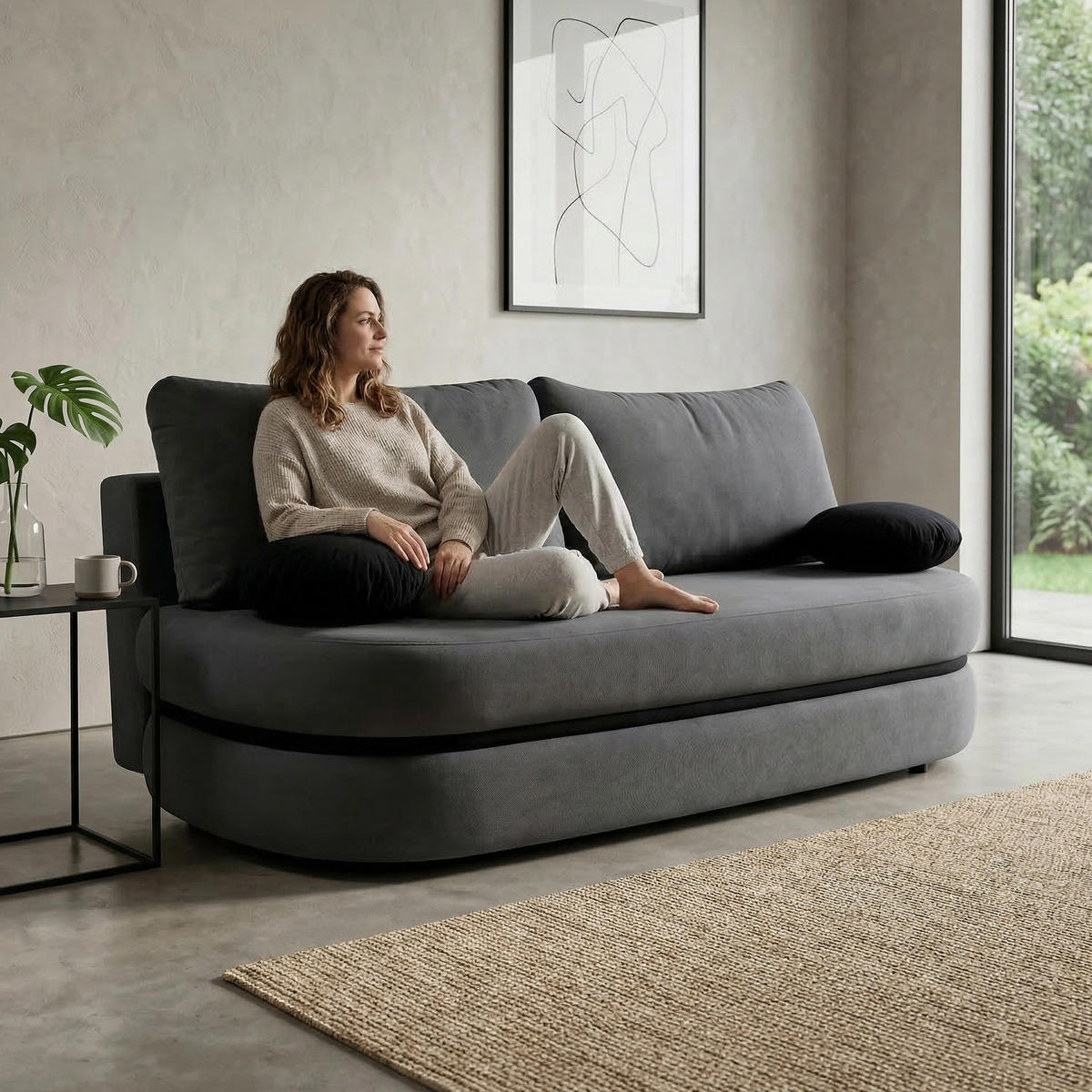SCHLAFSOFA Valio 3-Sitzer mit Schlaffunktion, Grau - Grau, Textil (211/93/103cm) - Beautysofa