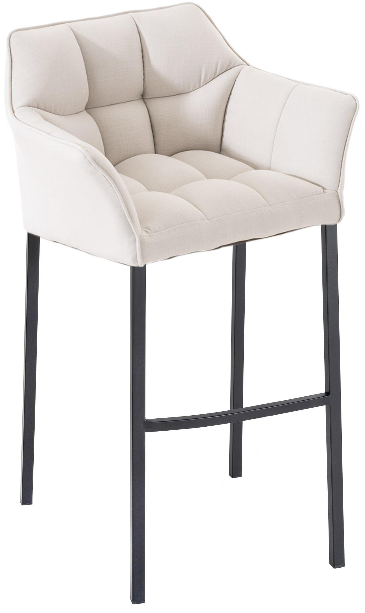 BARHOCKER Stoff weiß - Schwarz/Weiß, Textil/Metall (64/110/48cm) - CLP