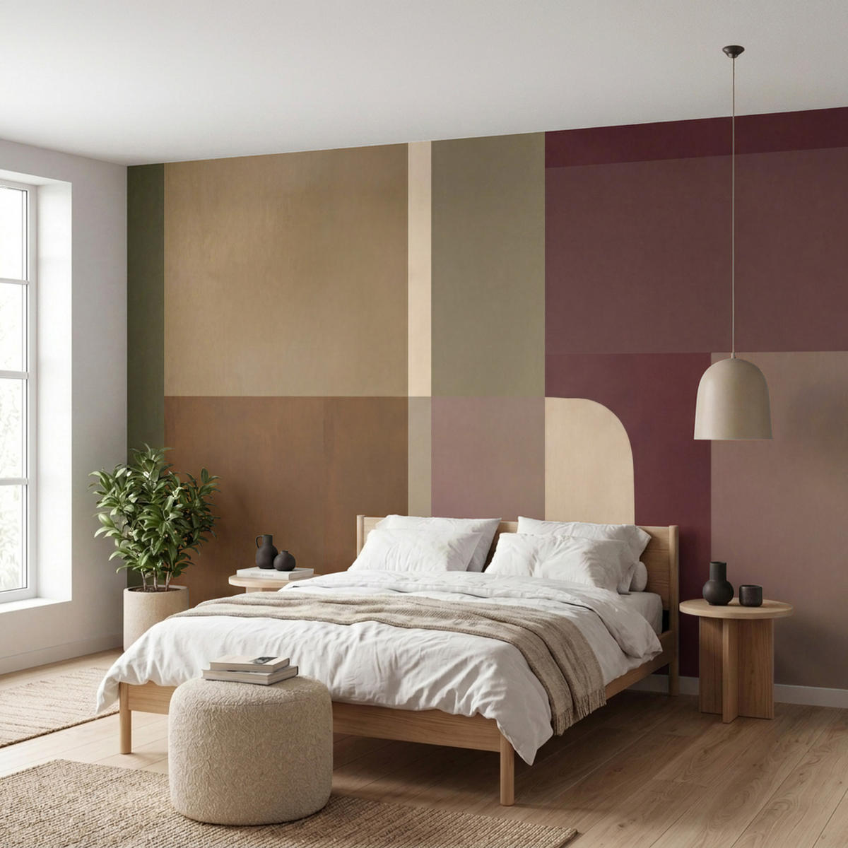 TAPETE - Unis - Abstrakt - Bordeaux - Linien - 450x220 cm - Multicolor, Papier (450/220cm) - OnlyWow