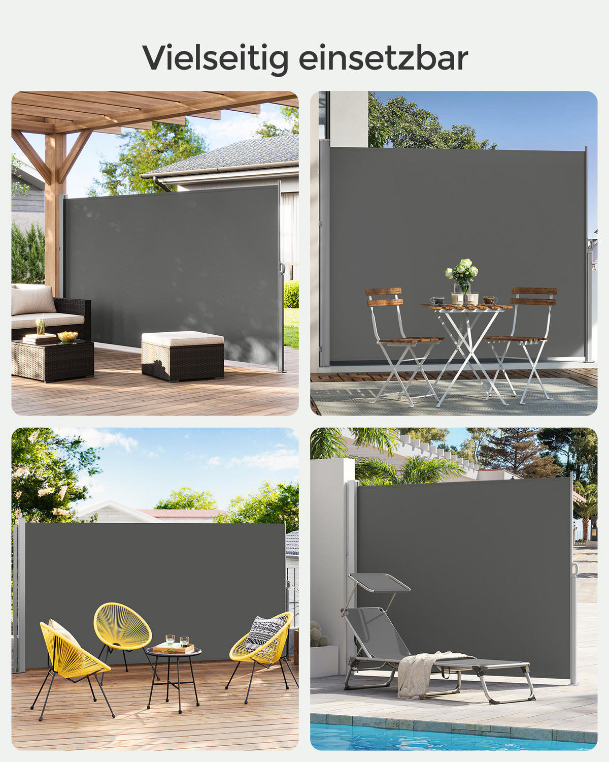 SEITENMARKISE Summer - Dunkelgrau, Metall (450/180cm) - SONGMICS