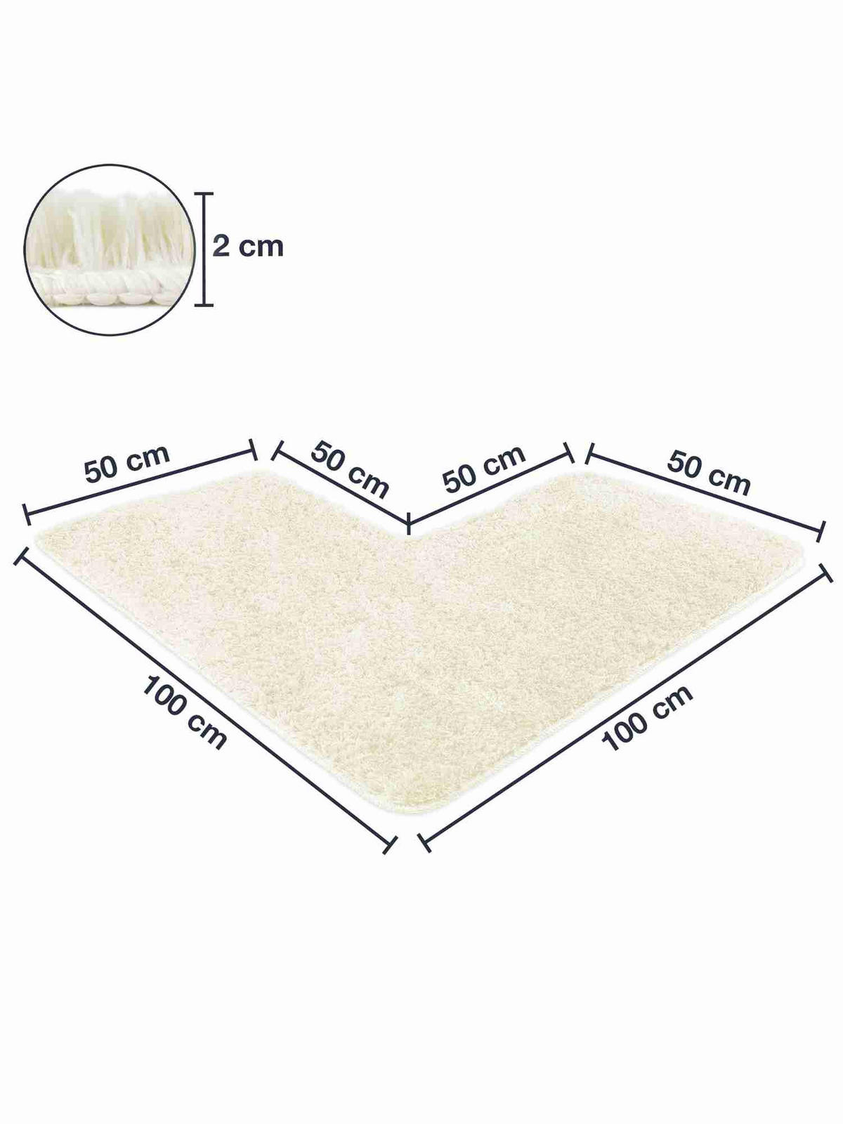 ECKBADEMATTE Florenz - Creme, Textil (100/100cm) - WohnDirect