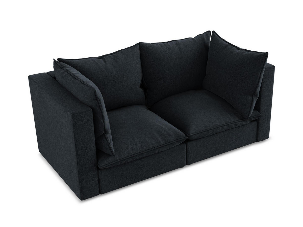 2-SITZER SOFA Samt Stoff Blau - Blau/Schwarz, Holzwerkstoff/Kunststoff (180/77/90cm) - Makamii