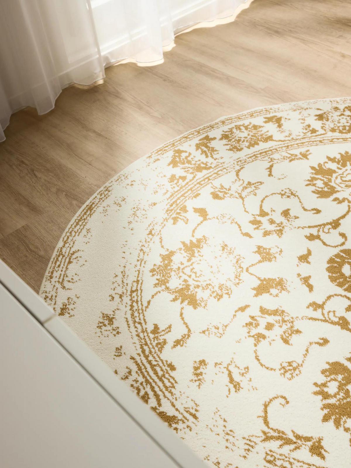 VINTAGE-TEPPICH Suki ø 160 cm rund - Gelb/Creme, Kunststoff (160/160cm) - benuta