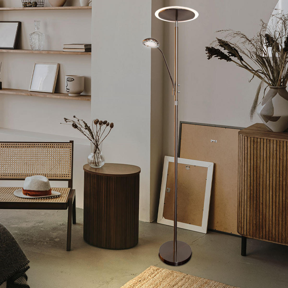 LED STEHLEUCHTE Metall Silber satiniert - Silberfarben, Glas (30/50/180cm)