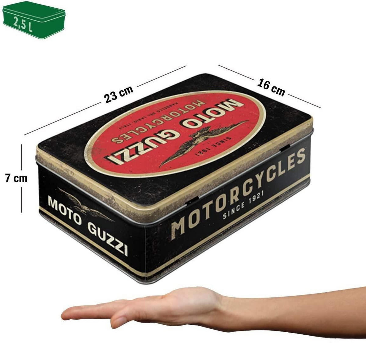 VORRATSDOSE flach Moto Guzzi Logo Motorcycles - Multicolor, Metall (23/7/16cm) - Nostalgic-Art