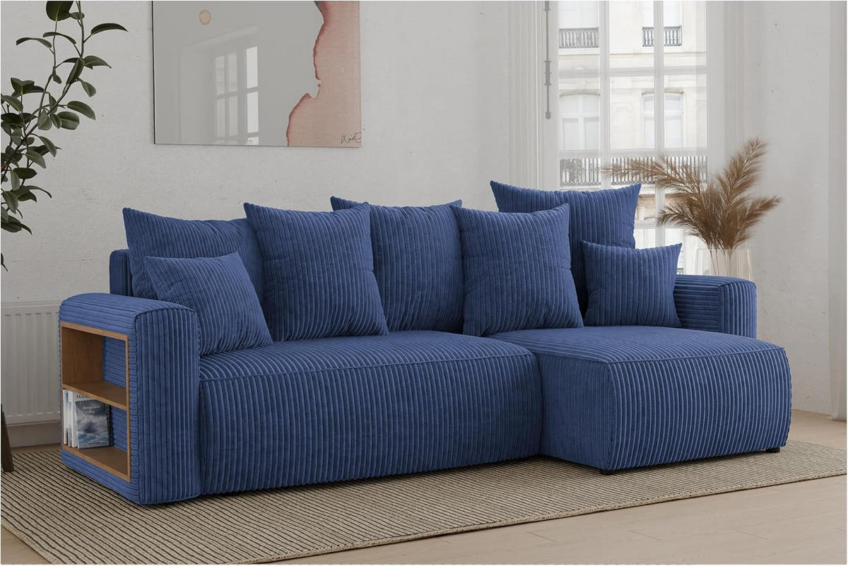 ECKSOFA SOLARIS L - Blau, Holzwerkstoff (238/142cm) - Meblini