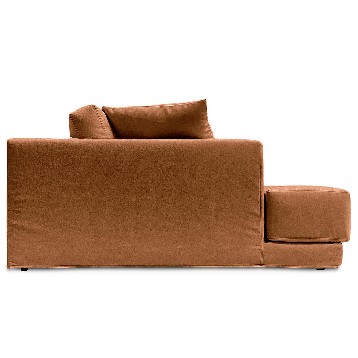 ECKSOFA mit Wechselbezug - Longchair, Webstoff - Schwarz/Kupferfarben, Kunststoff/Textil (260/155cm) - home24