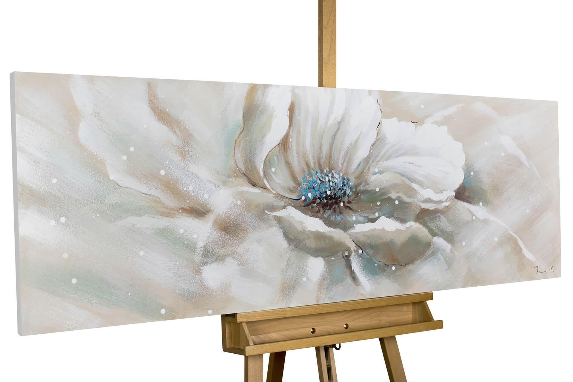 ACRYLBILD HANDGEMALT 150/50 cm - Weiß/Grau, Holz/Textil (150/50cm) - KUNSTLOFT