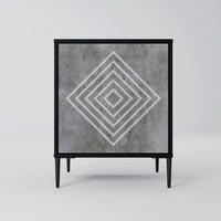 SIDEBOARD POLYGONAL ARTISTRY, Schwarz, 57,5x42x72,5 cm, Schwarze Metallfüße - Multicolor/Schwarz, Holzwerkstoff/Metall (57.5/72.5/42cm) - SpaceRebels