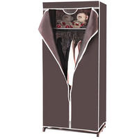 STOFFKLEIDERSCHRANK mit Kleiderstange braun - Braun, Textil (74/172/50cm) - COSTWAY