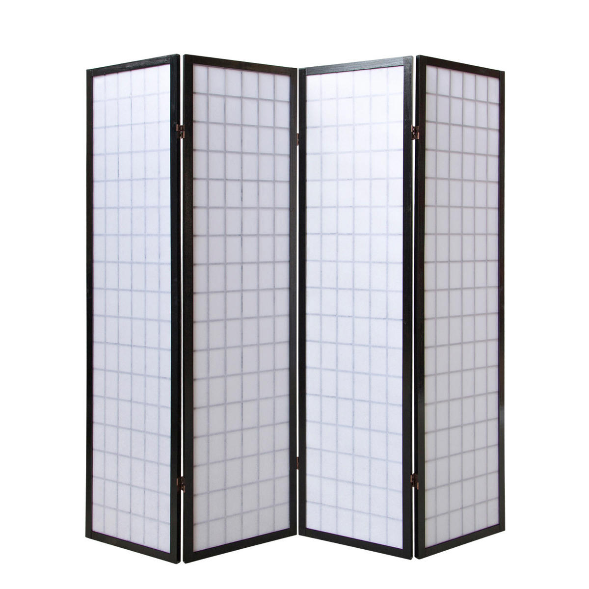PARAVENT 4-tlg. 176/175 cm Schwarz Shoji - Schwarz, Holz (176/175/2cm) - Homestyle4u