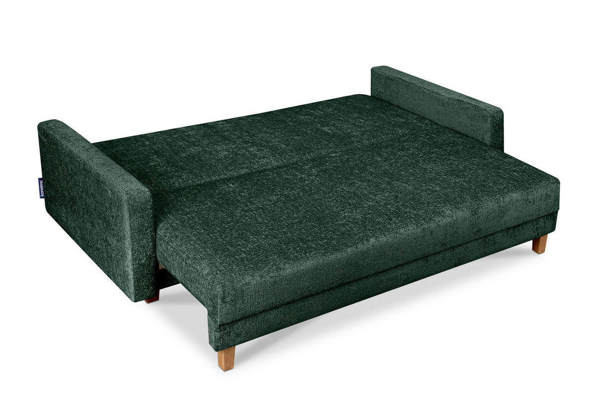 3-SITZER-SCHLAFSOFA ERISO mit weiche Sitzfläche und hohe Rückenlehne, Chenille-Stoff, grun - Braun/Grün, Textil (220/80/100cm) - KONSIMO®