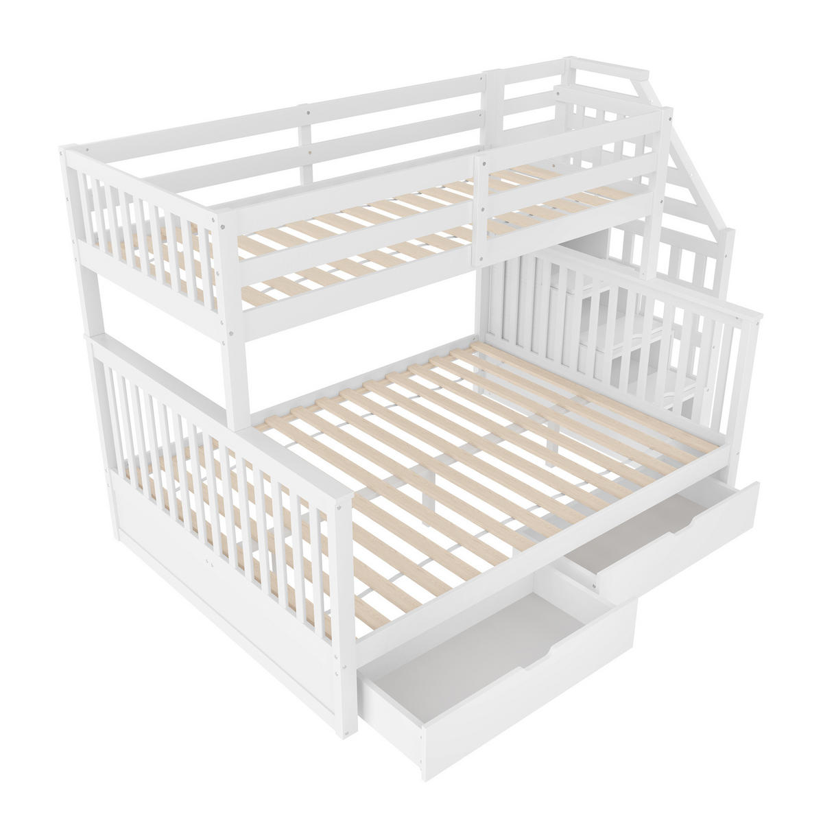 ETAGENBETT 90/200 und 140/200 cm aus Kiefer mit Schubladen in Weiß - Weiß, Holzwerkstoff (90/200cm) - Flora Grace