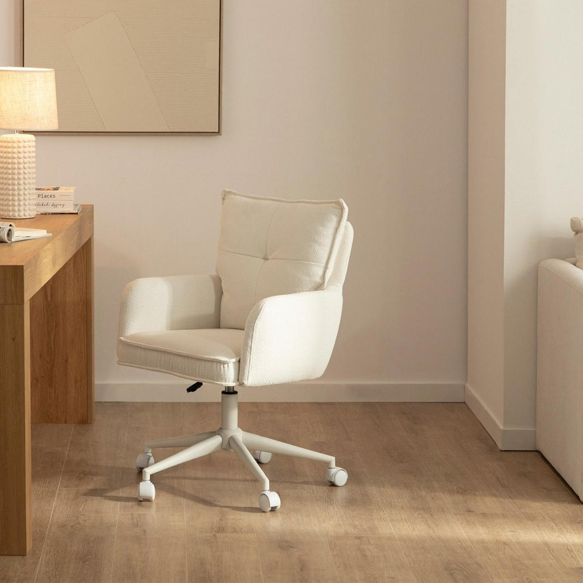 SCHREIBTISCHSTUHL Koen Beige 59 cm x 89-97 cm - Beige, Metall (59/89/63cm) - Klast Home