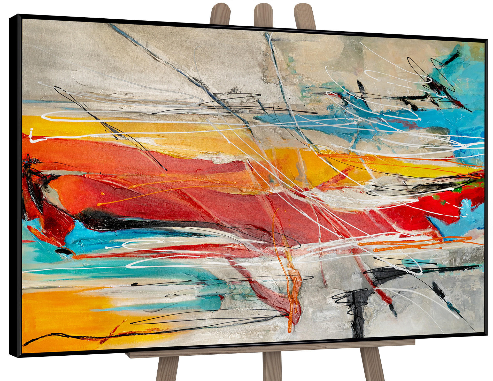 GEMÄLDE Farbige Harmonien II Schattenfugenrahmen Schwarz 120x80 cm - Schwarz, Holz (120/80cm) - YS-art gallery
