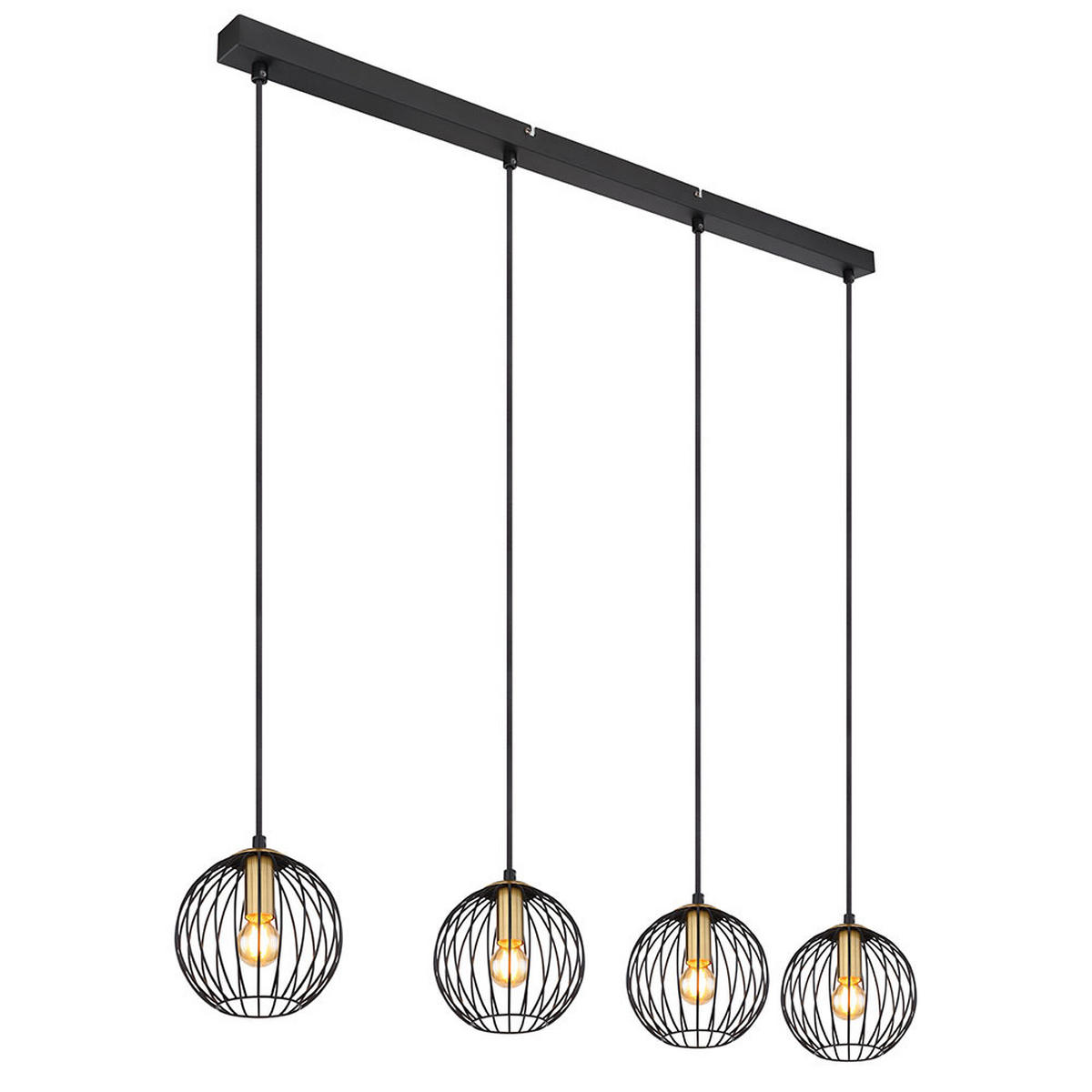 HÄNGELEUCHTE Metall Schwarz Messingfarben - Schwarz, Metall (100/16/150cm) - Globo Lighting
