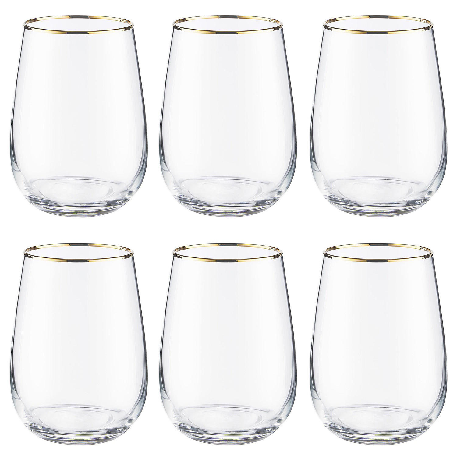 TRINKGLAS (6er Set) Touch Of Gold - Transparent, Glas (0.59L) - BUTLERS