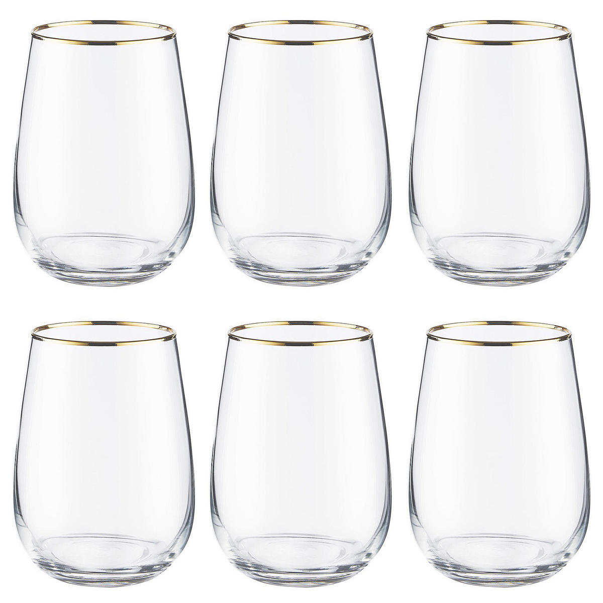 TRINKGLAS (6er Set) Touch Of Gold - Transparent, Glas (0.59L) - BUTLERS