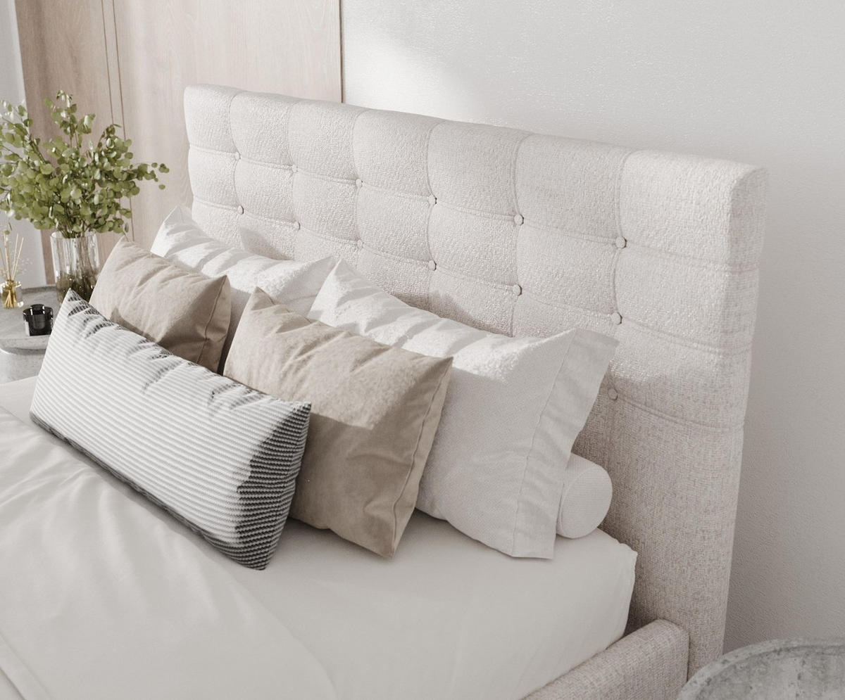 POLSTERBETT Soma 120/200 cm Hellbeige im Neve Stoff - Sandfarben/Naturfarben, Holz/Holzwerkstoff (120/200cm) - AltaBeds