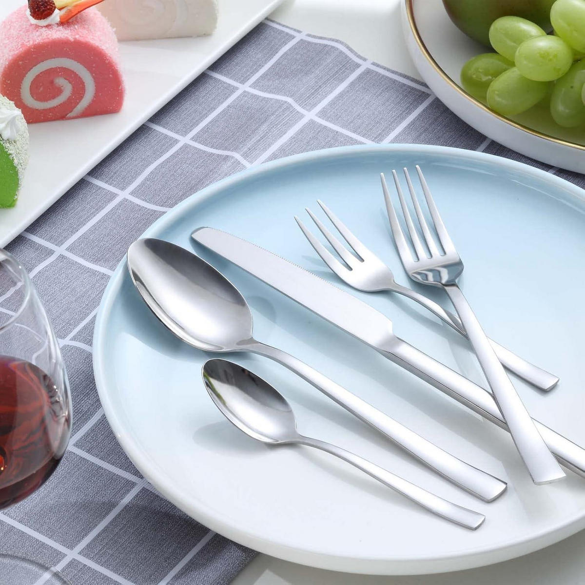 BESTECKSET 30-teilig Edelstahl Hochglanzpoliert Silber - Silberfarben, Metall