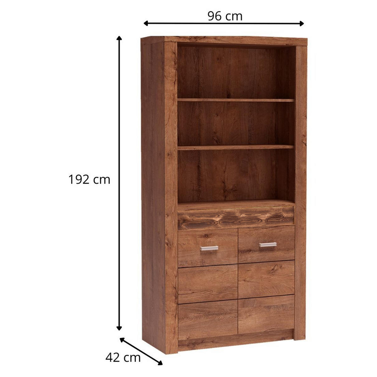 REGAL Indianapolis I-5 96 x 192 x 42 cm Esche hell - Braun, Holzwerkstoff/Metall (96/192/42cm) - Koseto