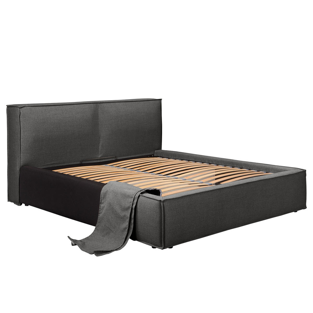 POLSTERBETT - Anthrazit, Textil (200/200cm) - home24