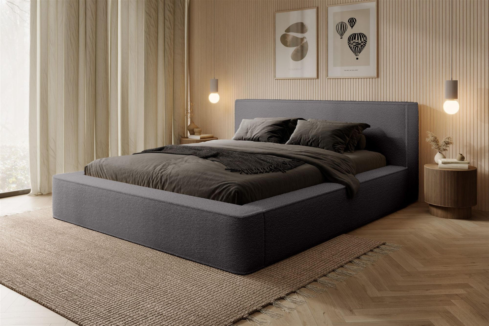 POLSTERBETT Omaha In Euphoria - Grau, Holzwerkstoff/Textil (160/200cm) - Fun Möbel