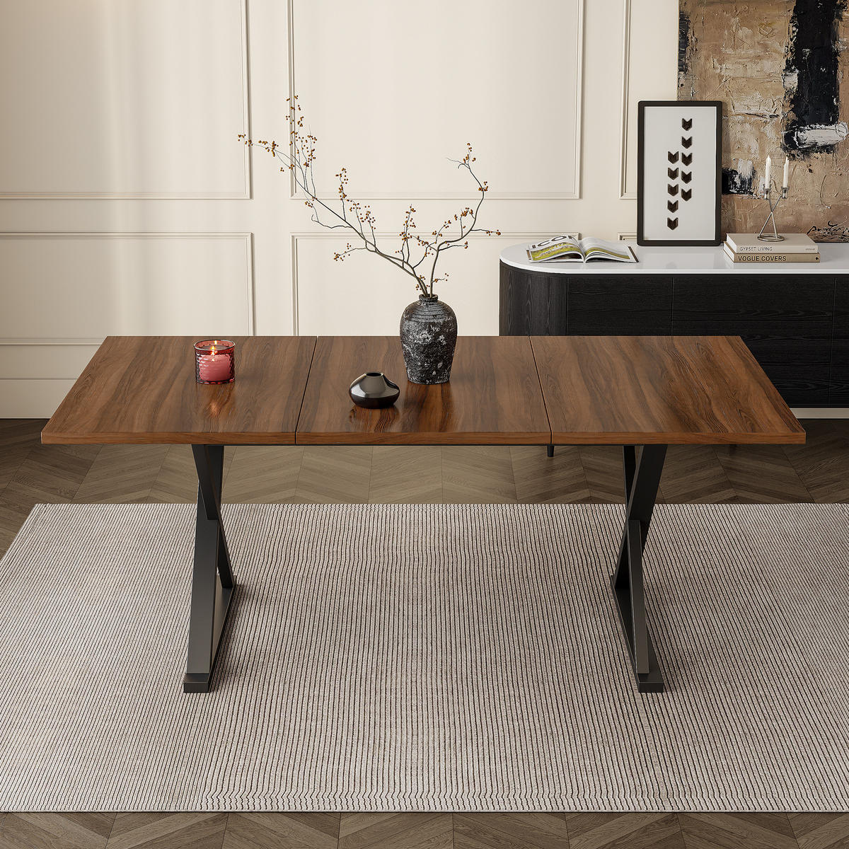 ESSTISCH 180/75/90 cm Walnussfarben aus MDF mit Metallbeinen - Walnussfarben, Holzwerkstoff (180/90/75cm) - OKMYHOME